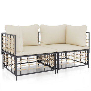 vidaXL Canapés d'angle avec coussins 2 pcs. Modulables résine tressée