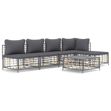 vidaXL Salon de jardin 6 pcs avec coussins Anthracite Résine tressée
