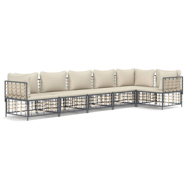 vidaXL Salon de jardin 6 pcs avec coussins Anthracite Résine tressée