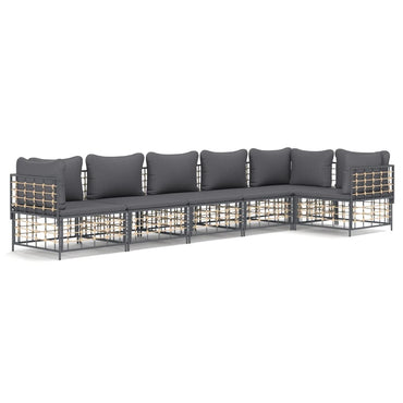 vidaXL Salon de jardin 6 pcs avec coussins Anthracite Résine tressée