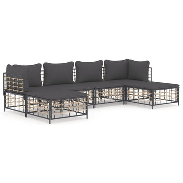 vidaXL Salon de jardin 6 pcs avec coussins Anthracite Résine tressée