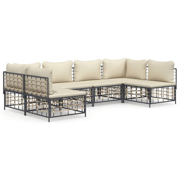 vidaXL Salon de jardin 6 pcs avec coussins Anthracite Résine tressée