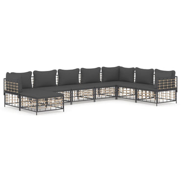 vidaXL Salon de jardin 8 pcs avec coussins Anthracite Résine tressée