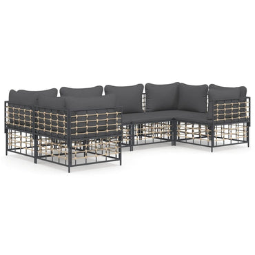 vidaXL Salon de jardin 6 pcs avec coussins Anthracite Résine tressée