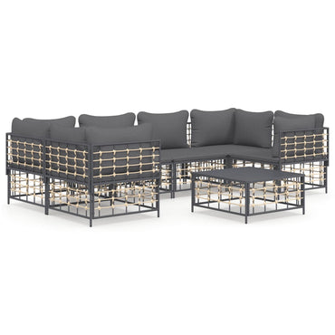 vidaXL Salon de jardin 7 pièces avec coussins anthracite résine tressée