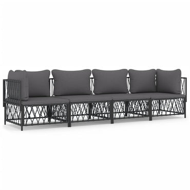 vidaXL Salon de jardin 4 pcs avec coussins anthracite acier