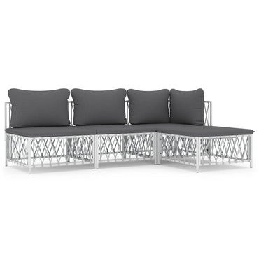 vidaXL Ensemble de mobilier de jardin 4 pcs avec coussins Blanc Acier