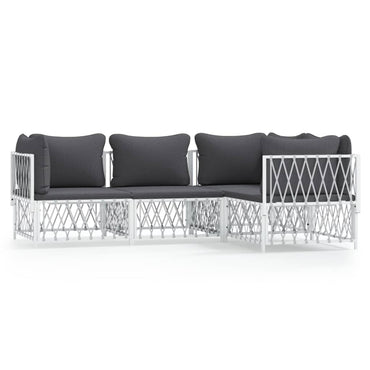vidaXL Ensemble de mobilier de jardin 4 pcs avec coussins Blanc Acier