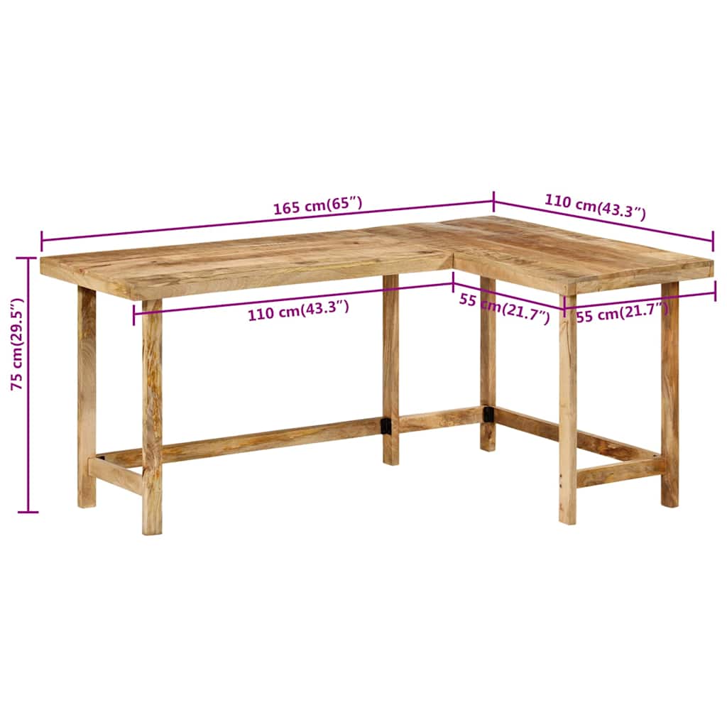 vidaXL Schreibtisch 165x110x75 cm Massivholz Mango