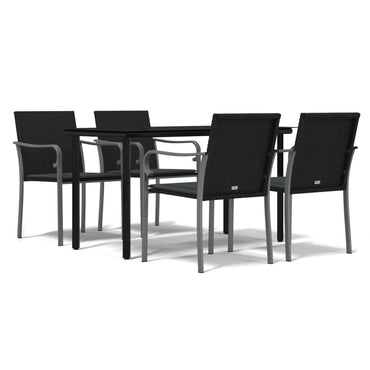 vidaXL 5-tlg. Garten-Essgruppe mit Kissen Poly Rattan und Stahl