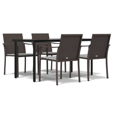vidaXL 5-tlg. Garten-Essgruppe mit Kissen Poly Rattan und Stahl