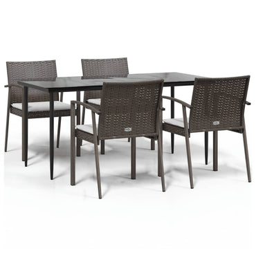 vidaXL 5-tlg. Garten-Essgruppe mit Kissen Poly Rattan und Stahl