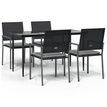 vidaXL 5-tlg. Garten-Essgruppe mit Kissen Poly Rattan und Stahl