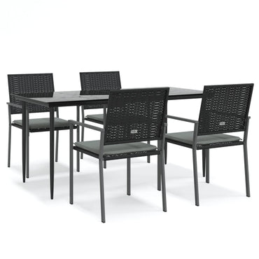 vidaXL 5-tlg. Garten-Essgruppe mit Kissen Poly Rattan und Stahl