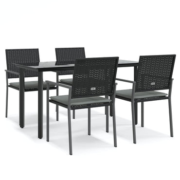 vidaXL 5-tlg. Garten-Essgruppe mit Kissen Poly Rattan und Stahl