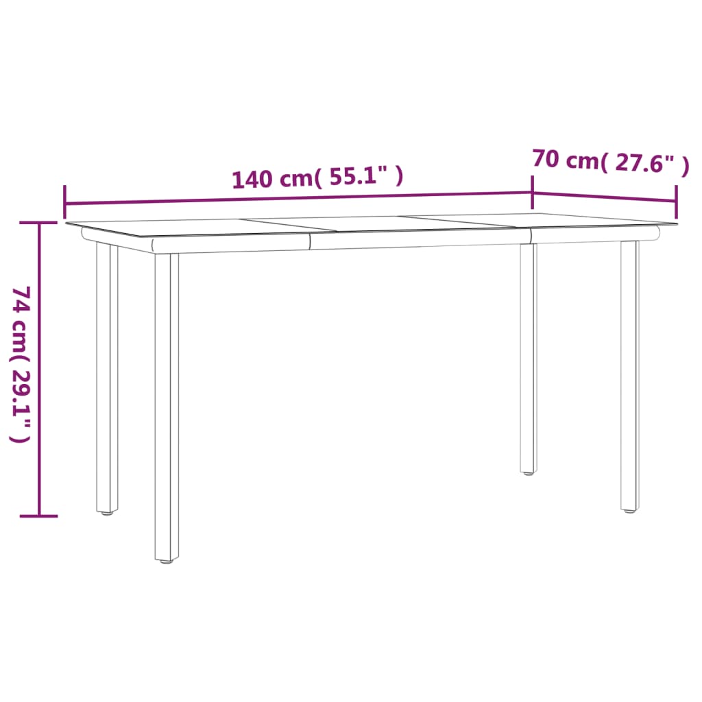 vidaXL 7-tlg. Garten-Essgruppe Poly Rattan und Stahl