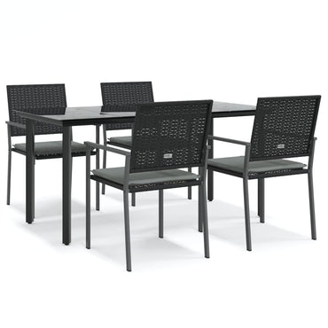 vidaXL 5-tlg. Garten-Essgruppe mit Kissen Poly Rattan und Stahl