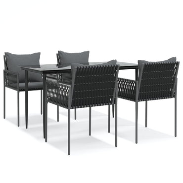 vidaXL 5-tlg. Garten-Essgruppe mit Kissen Poly Rattan und Stahl