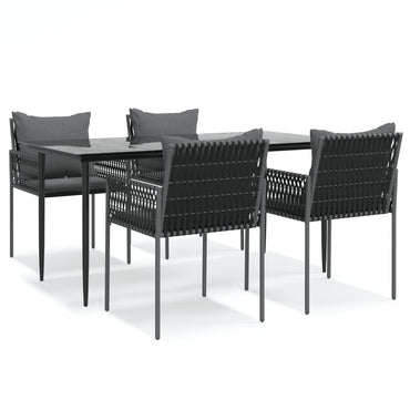 vidaXL 5-tlg. Garten-Essgruppe mit Kissen Poly Rattan und Stahl