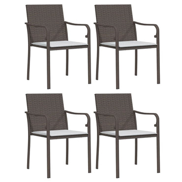 vidaXL Chaises de jardin avec coussins 4 pcs Marron 56x59x84 cm Résine tressée