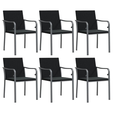 vidaXL Chaises de jardin avec coussins 6 pcs Noir 56x59x84 cm Résine tressée