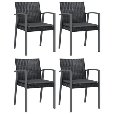 vidaXL Chaises de jardin avec coussins 4 pcs Noir 56,5x57x83cm Résine tressée
