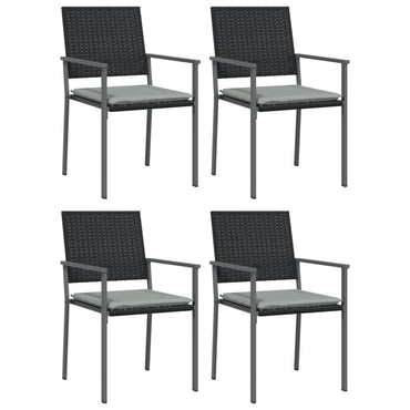 vidaXL Chaises de jardin avec coussins 4 pcs Noir 54x62,5x89cm Résine tressée