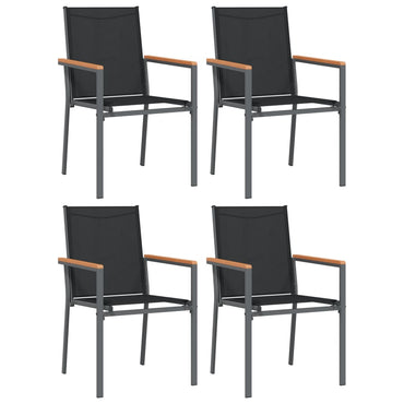 vidaXL Chaises de jardin 4 pcs Noir 55x61,5x90 cm textilène et acier