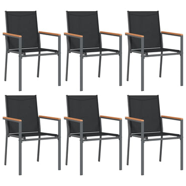 vidaXL Chaises de jardin 6 pcs Noir 55x61,5x90 cm textilène et acier