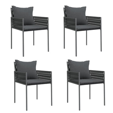 vidaXL Chaises de jardin avec coussins 4 pcs Noir 54x61x83 cm Résine tressée