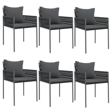 vidaXL Chaises de jardin avec coussins 6 pcs Noir 54x61x83 cm Résine tressée