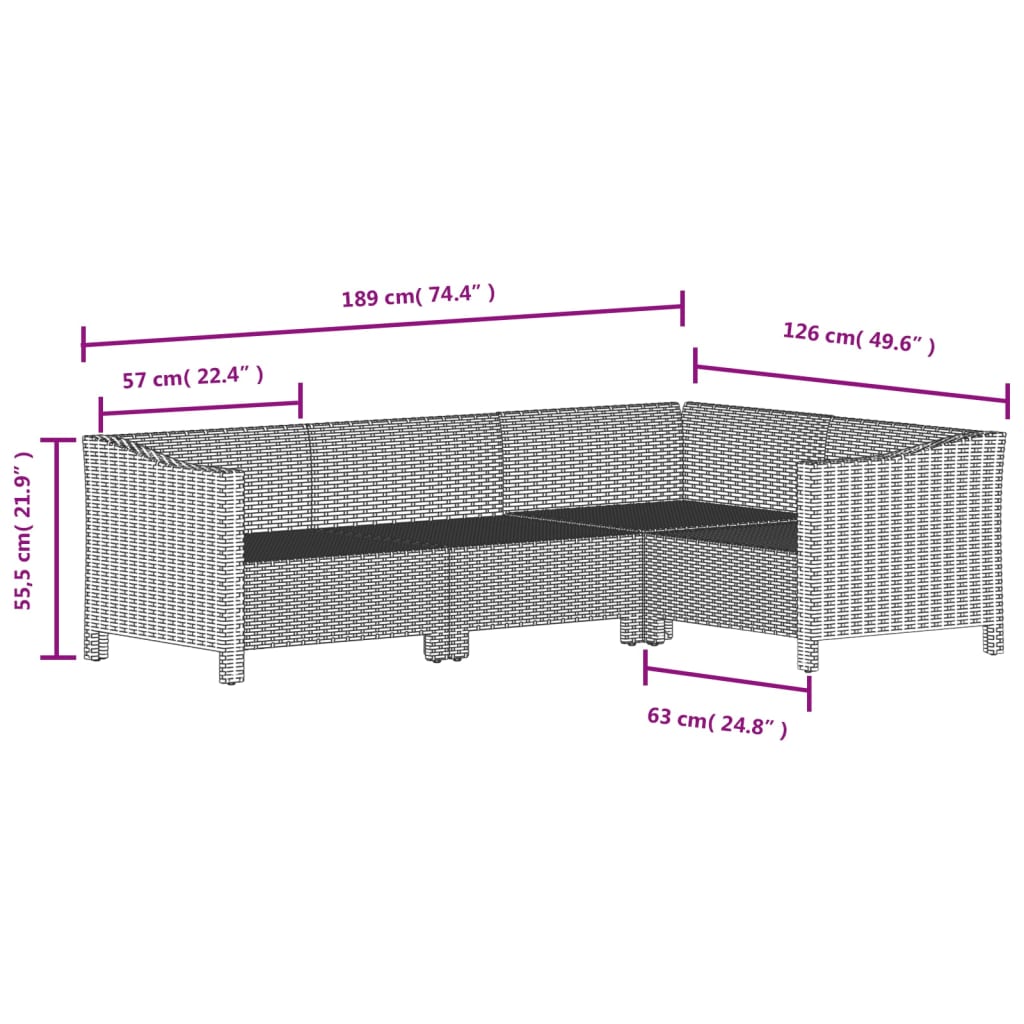 vidaXL Salon de jardin 4 pcs avec coussins Gris Résine tressée
