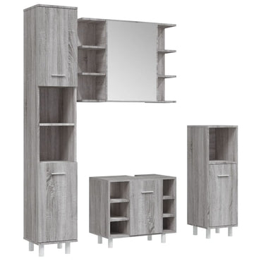 vidaXL Ensemble de meubles de salle de bain 4 pcs Gris Sonoma Aggloméré