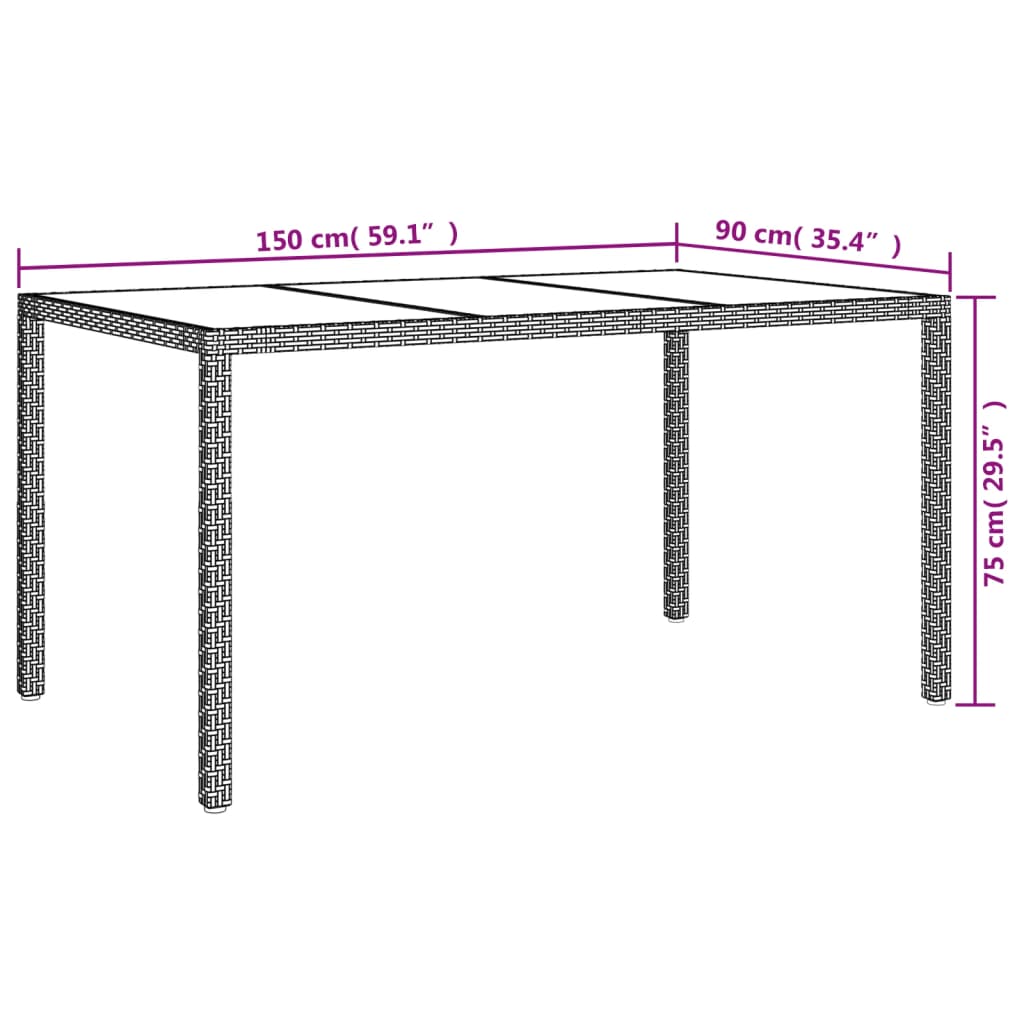 vidaXL 5-tlg. Garten-Essgruppe mit Kissen Schwarz Poly Rattan