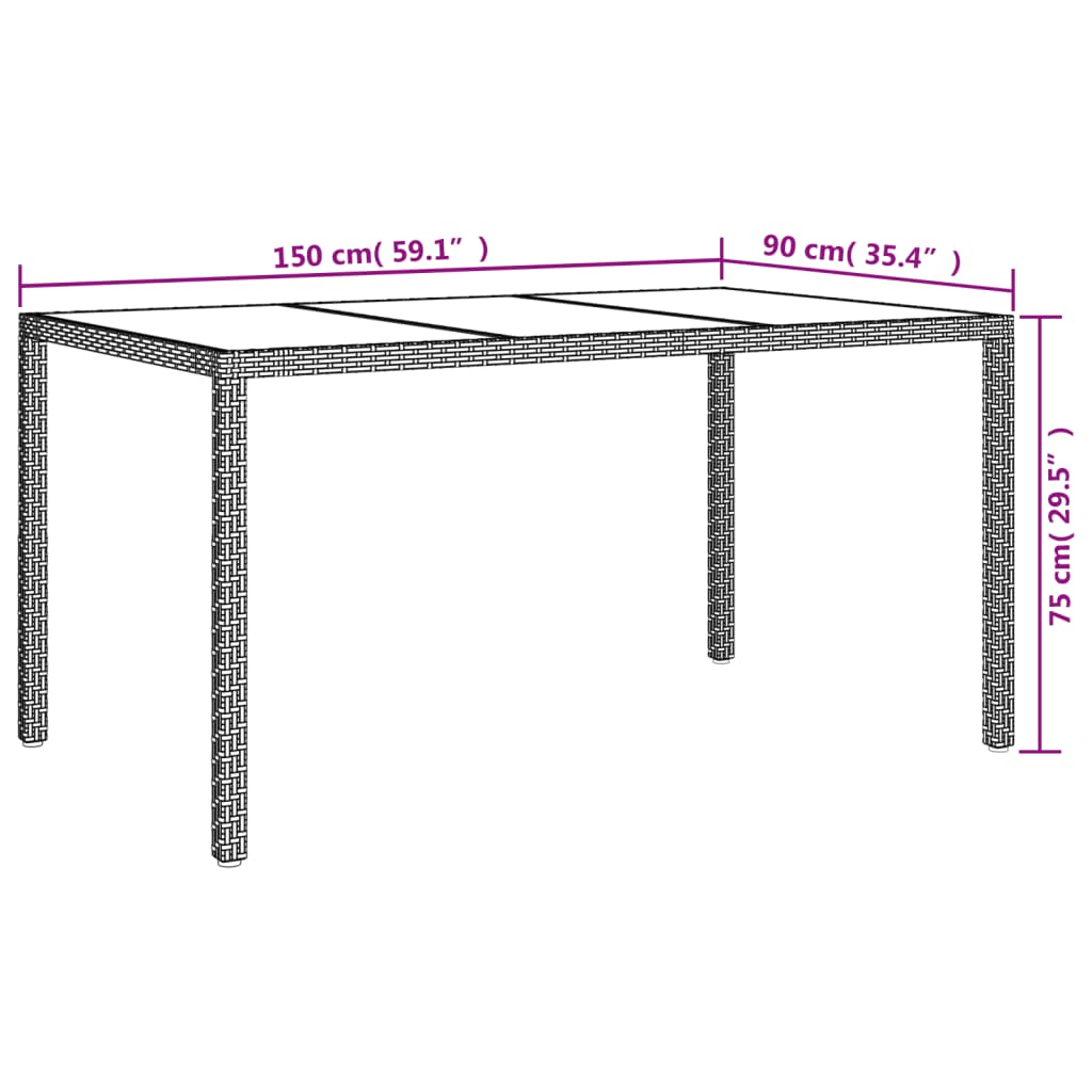 vidaXL 5-tlg. Garten-Essgruppe mit Kissen Schwarz Poly Rattan