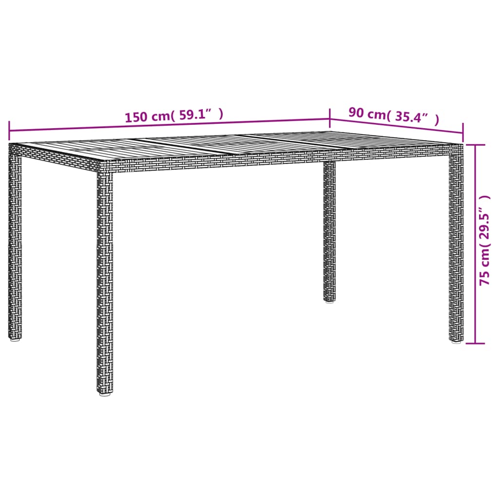 vidaXL 5-tlg. Garten-Essgruppe mit Kissen Grau Poly Rattan