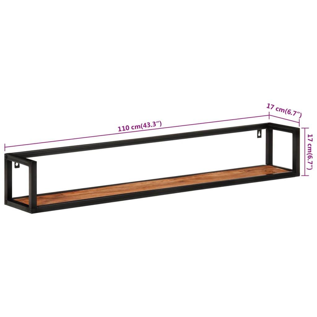 vidaXL Wandregale 2 Stk. 110x17x17 cm Massivholz Akazie und Eisen