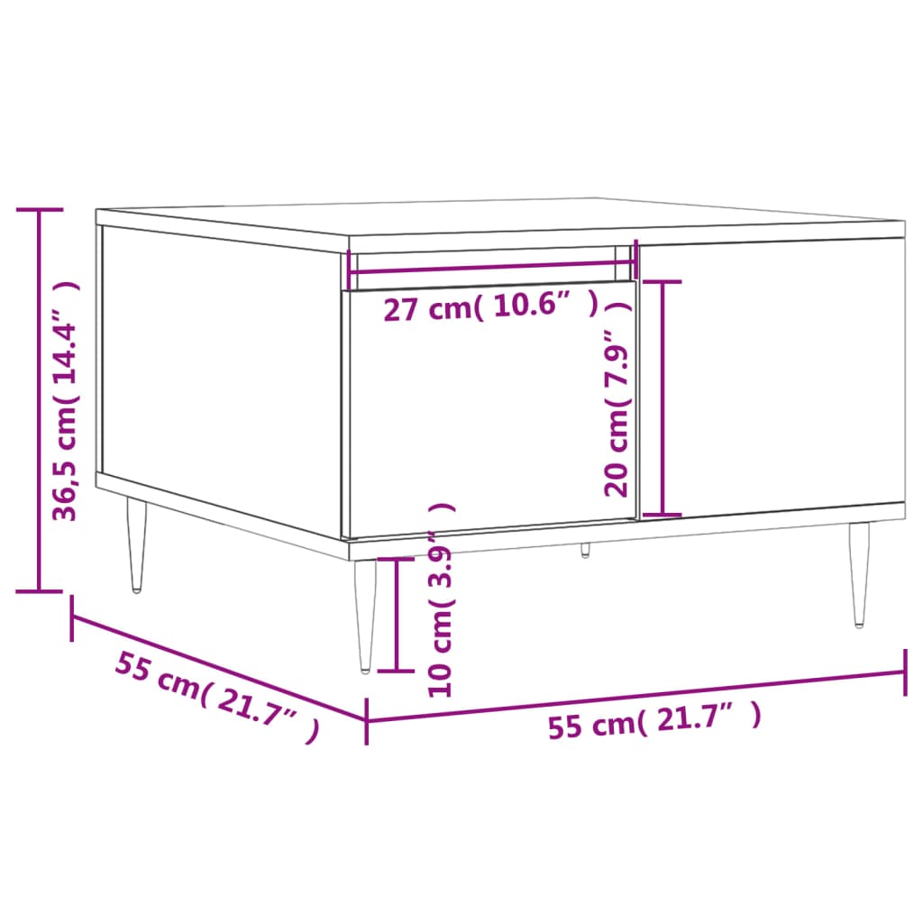 vidaXL Couchtisch Weiß 55x55x36,5 cm Holzwerkstoff
