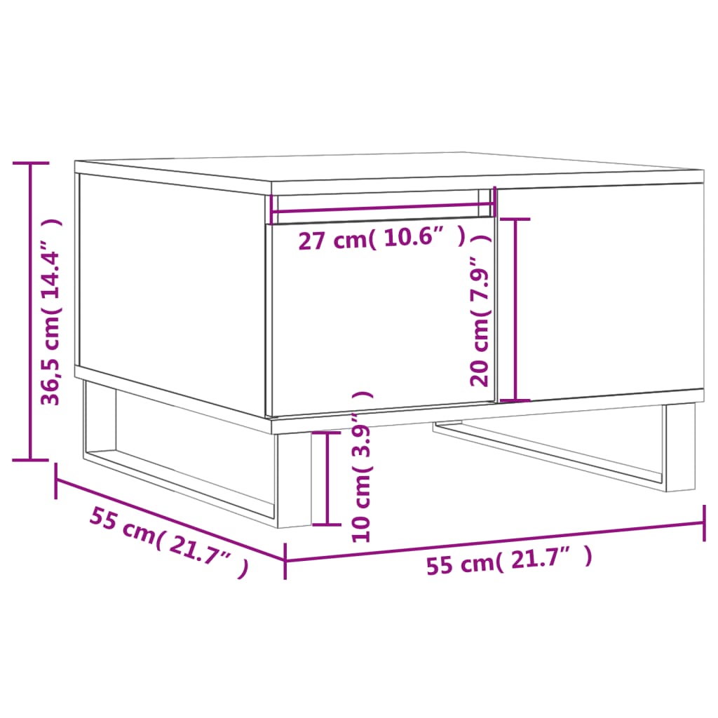 vidaXL Couchtisch Sonoma-Eiche 55x55x36,5 cm Holzwerkstoff