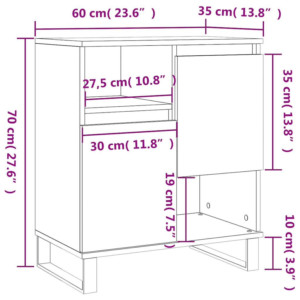 vidaXL Buffet haut brillant blanc 60x35x70 cm Bois d'ingénierie