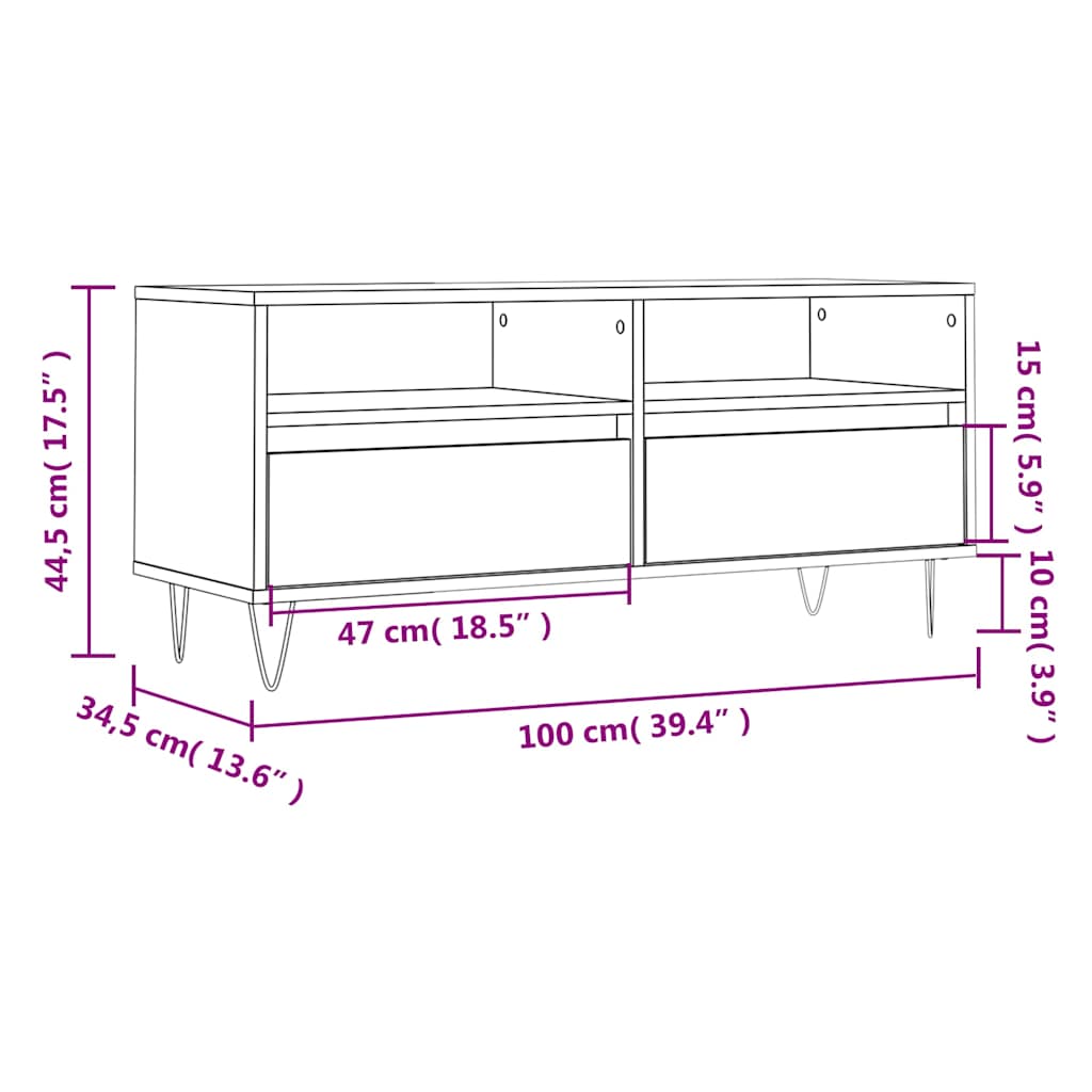 vidaXL TV-Schrank Räuchereiche 100x34,5x44,5 cm Holzwerkstoff