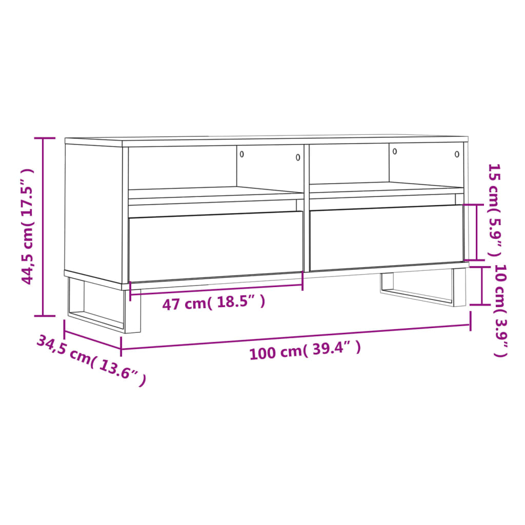 vidaXL TV-Schrank Räuchereiche 100x34,5x44,5 cm Holzwerkstoff
