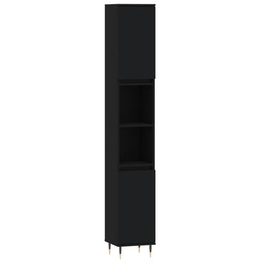 vidaXL Badschrank Schwarz 30x30x190 cm Holzwerkstoff