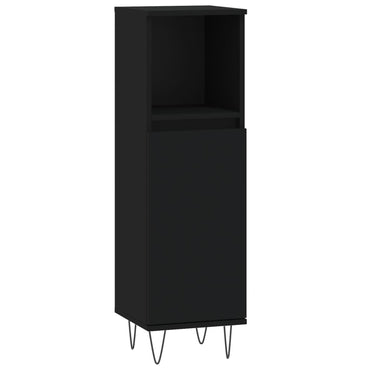 vidaXL Badschrank Schwarz 30x30x100 cm Holzwerkstoff