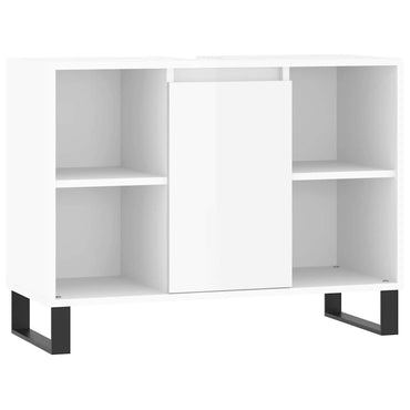 vidaXL Badschrank Hochglanz-Weiß 80x33x60 cm Holzwerkstoff