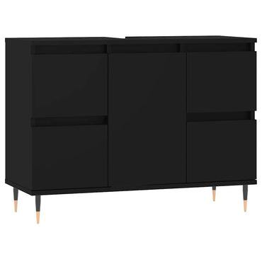 vidaXL Meuble de salle de bain noir 80x33x60 cm en bois d'ingénierie