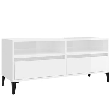 Meuble TV vidaXL blanc brillant 100x34,5x44,5 cm bois d'ingénierie