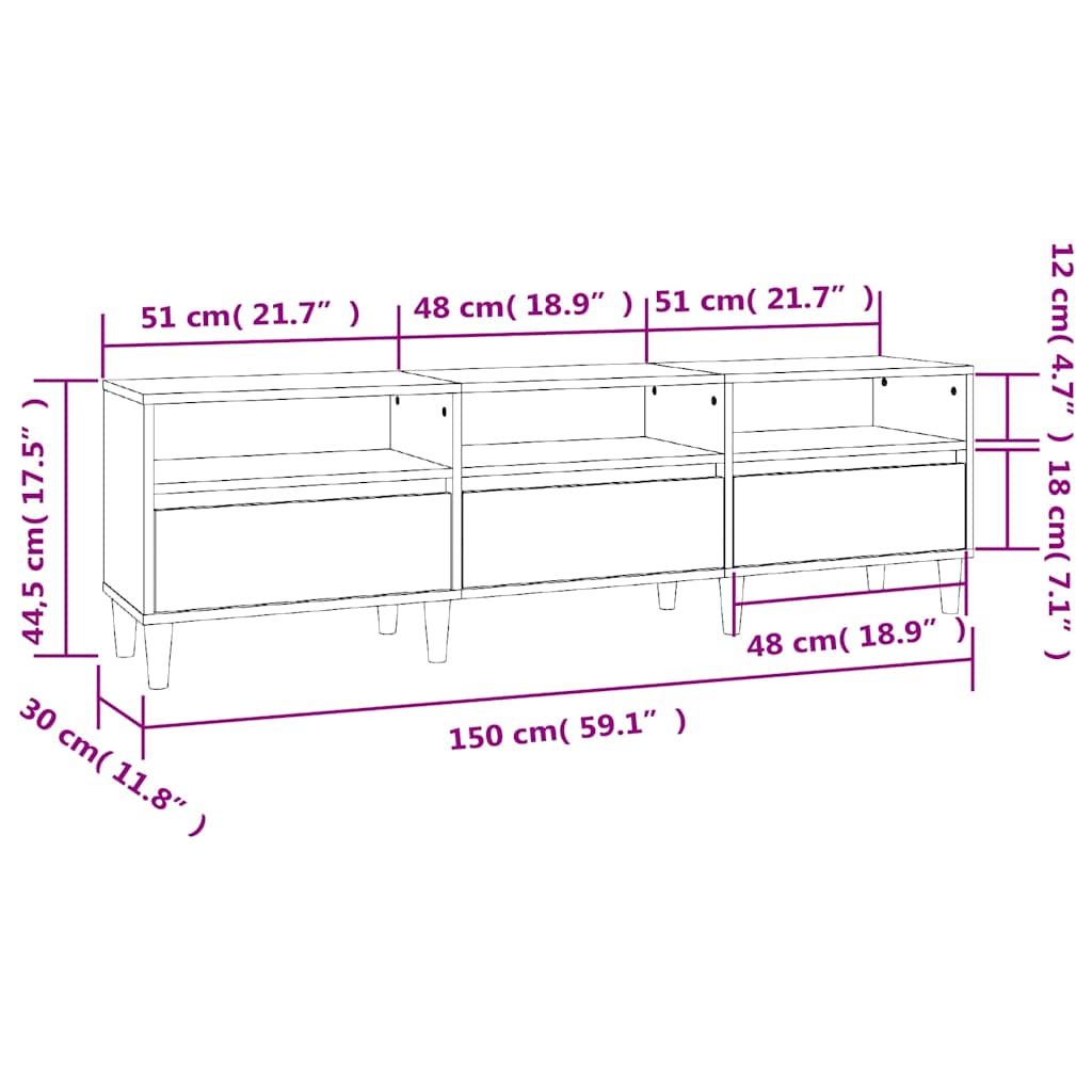 TV-Schrank Sonoma-Eiche 150x30x44,5 cm Holzwerkstoff
