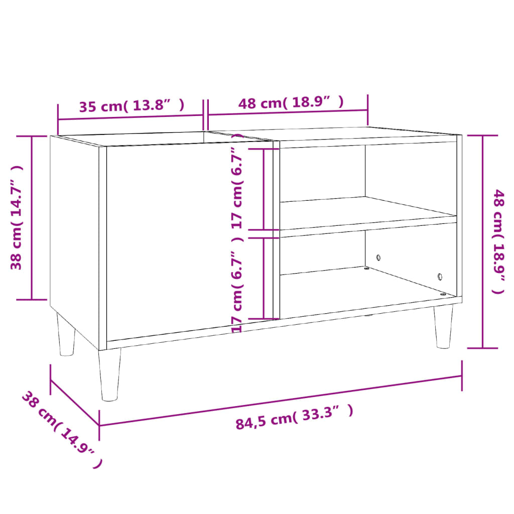 vidaXL Plattenschrank Grau Sonoma 84,5x38x48 cm Holzwerkstoff