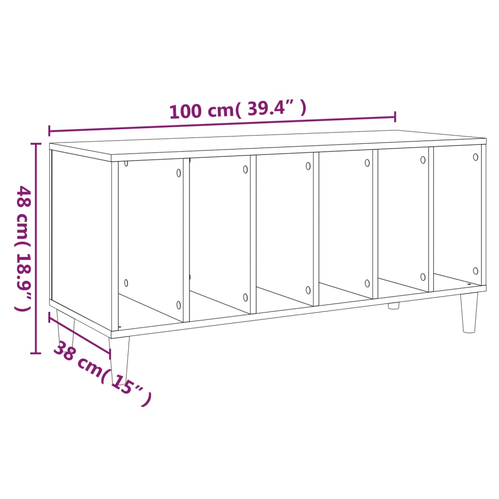 vidaXL Plattenschrank Sonoma-Eiche 100x38x48 cm Holzwerkstoff